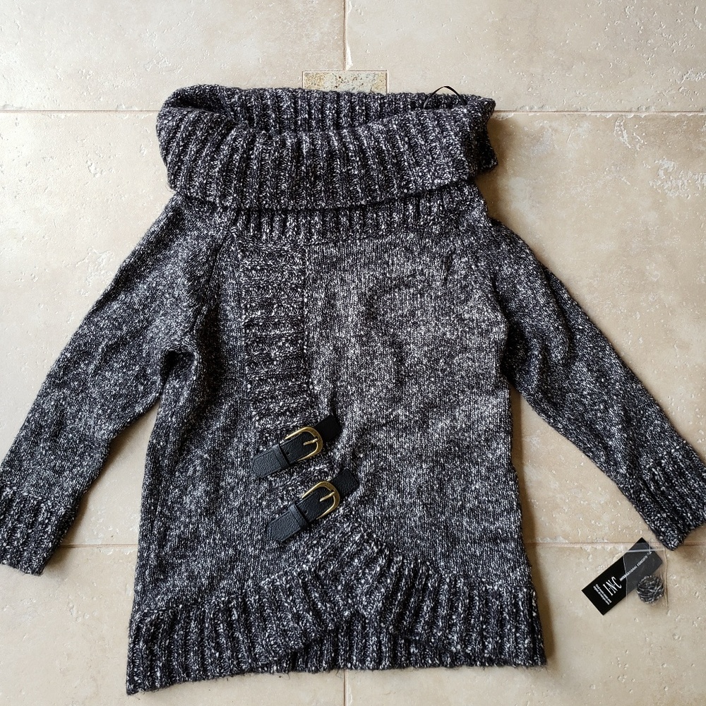 INC Knit turtleneck with buckles